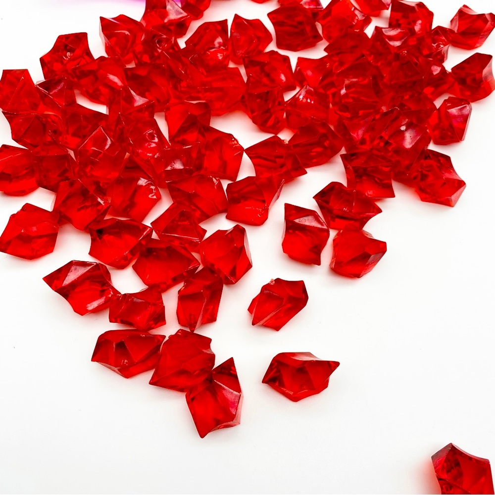 😊4/$20 Bag of Red Acrylic Plastic Gems Rocks Home Decor Vase Filler